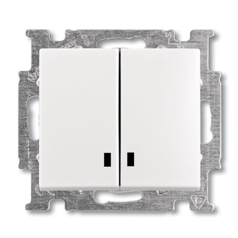 Выключатель 2-клавишный ABB BASIC55, с подсветкой, скрытый монтаж, альпийский белый, 2CKA001012A2154 Выключатель 2-клавишный ABB BASIC55, с подсветкой, скрытый монтаж, альпийский белый, 2CKA001012A2154