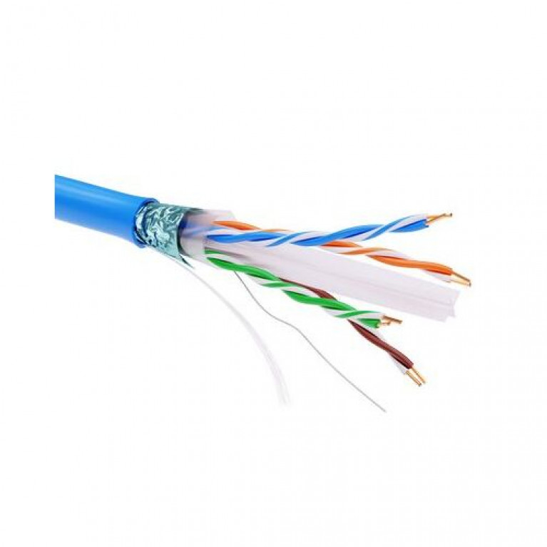 Информационный кабель экранированный F//UTP 4х2 CAT6, PVC, синий (упак. 305пог. м)