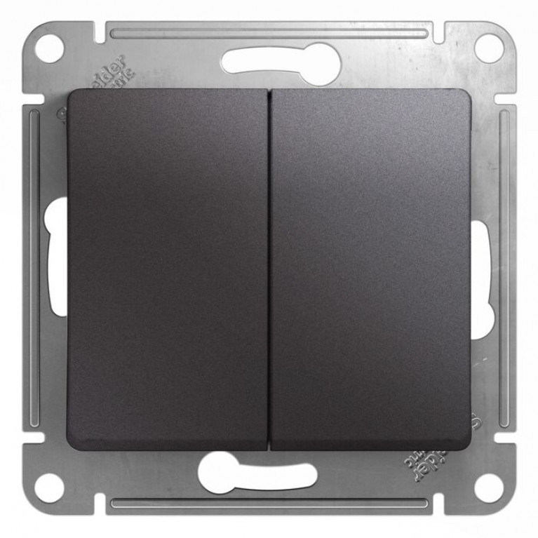 Выключатель 2-клавишный Schneider Electric GLOSSA, скрытый монтаж, графит, GSL001351