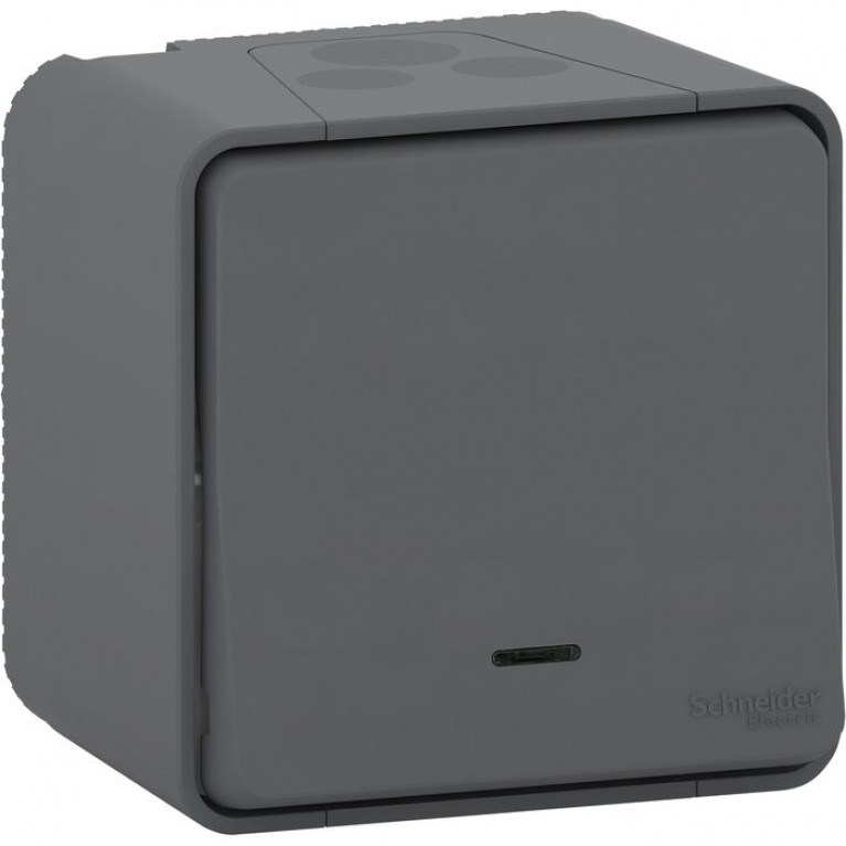 Переключатель 1-клавишный Schneider Electric MUREVA STYL, с подсветкой, открытый монтаж, антрацит, MUR35024