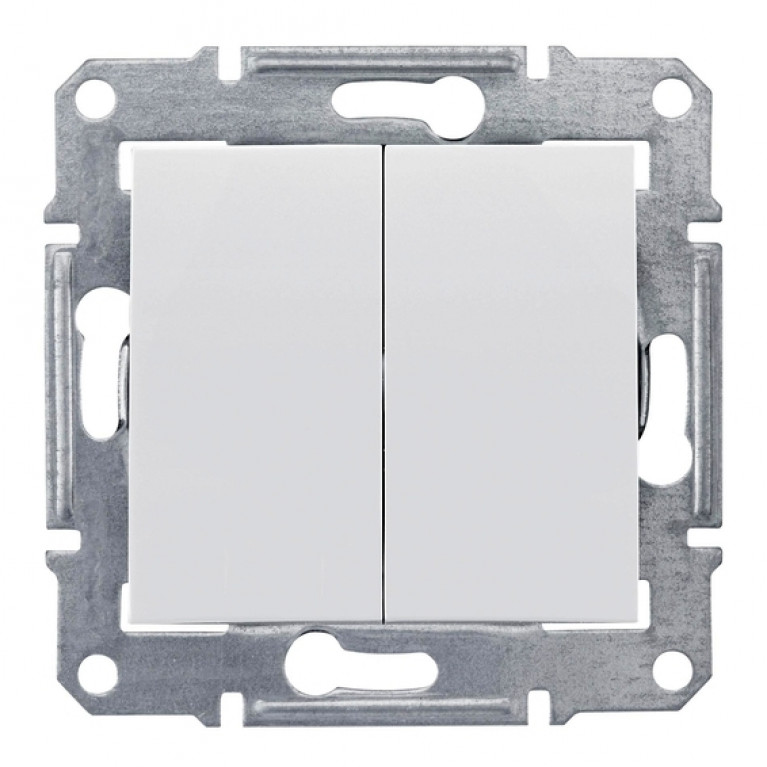 Выключатель 2-клавишный Schneider Electric SEDNA, скрытый монтаж, белый, SDN0300121