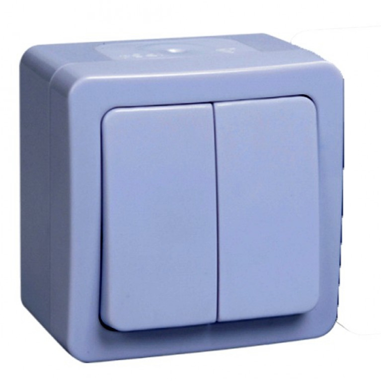 Блок: выключатель 2-клавишный и розетка IEK ГЕРМЕС PLUS, белый, EBVMP20-K03-32-54-EC