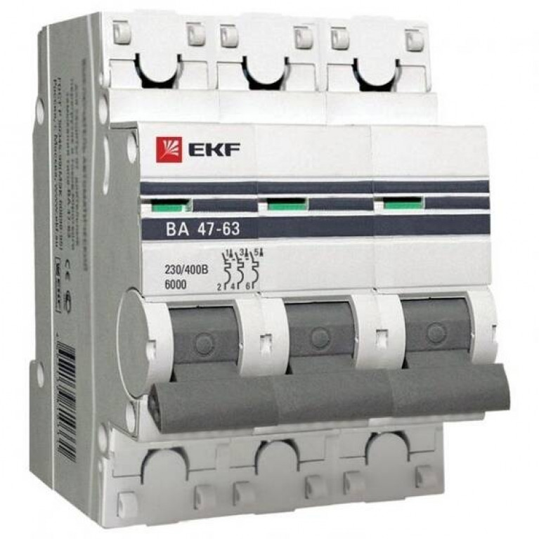 Автоматический выключатель EKF PROxima 3P 10А (D) 6кА, mcb4763-6-3-10D-pro