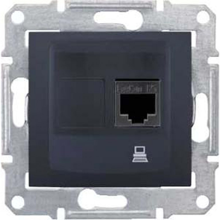 Розетка компьютерная RJ45 Cat.5 Schneider Electric SEDNA, графит, SDN4300170