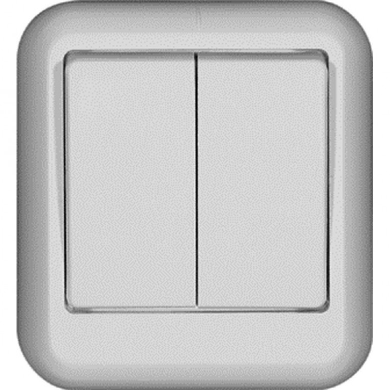 Выключатель 2-клавишный Schneider Electric ПРИМА, открытый монтаж, белый, VA5U-214-B
