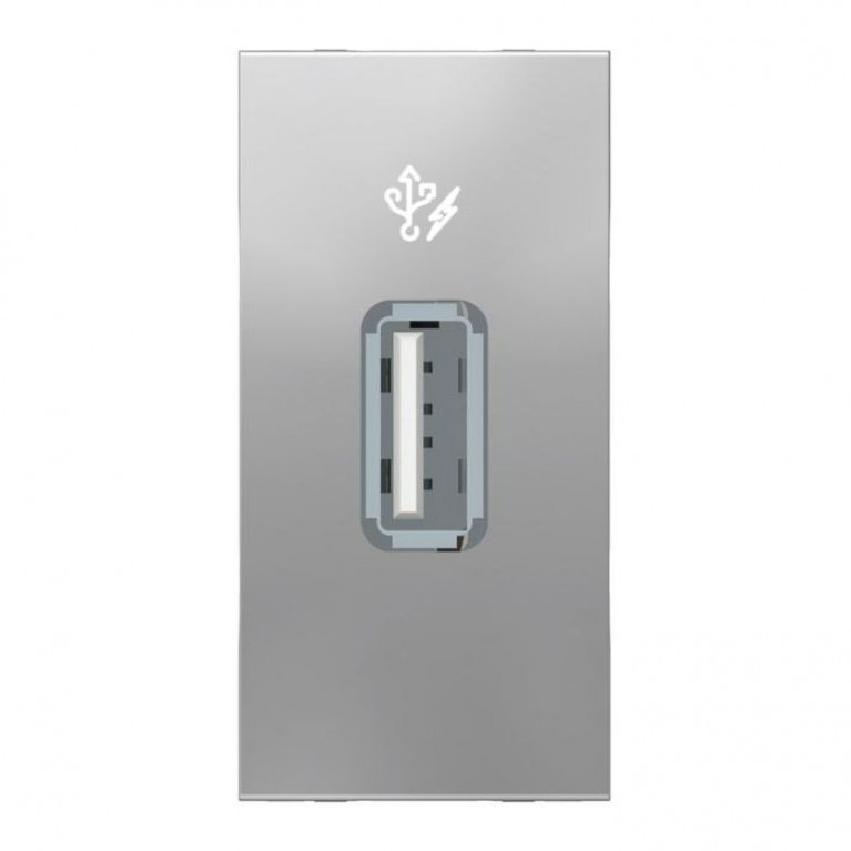 UNICA MODULAR РОЗЕТКА USB, 5 В // 1000 мА, 1 модуль АЛЮМИНИЙ