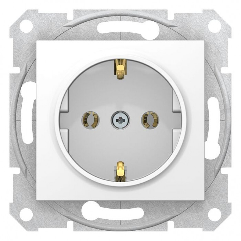 Розетка Schneider Electric SEDNA, скрытый монтаж, с заземлением, белый, SDN3001821