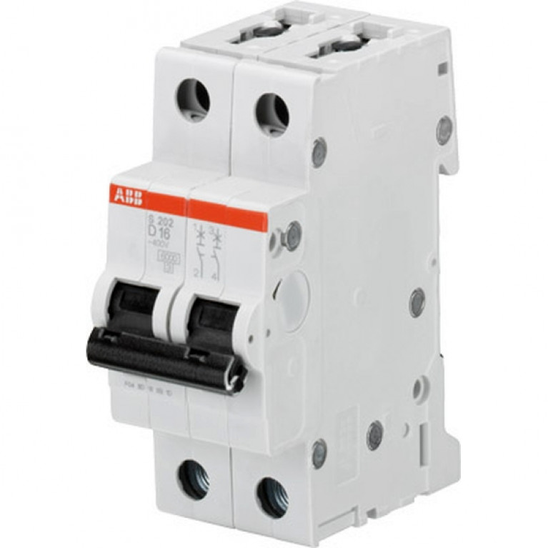 Автоматический выключатель ABB S200M 2P 1.6А (D) 10кА, 2CDS272001R0971