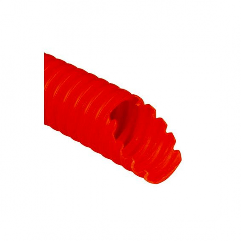 Труба ПНД гибкая гофр. д.20мм, лёгкая с протяжкой, 100м, цвет оранжевый (упак. 100м)
