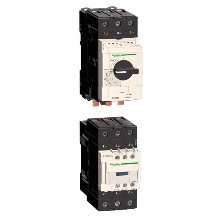 Силовой автомат для защиты двигателя Schneider Electric TeSys GV3 65А 3P, термомагнитный расцепитель, GV3P65