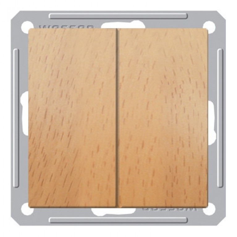Переключатель 2-клавишный Schneider Electric W59, скрытый монтаж, бук, VS616-256-8-86