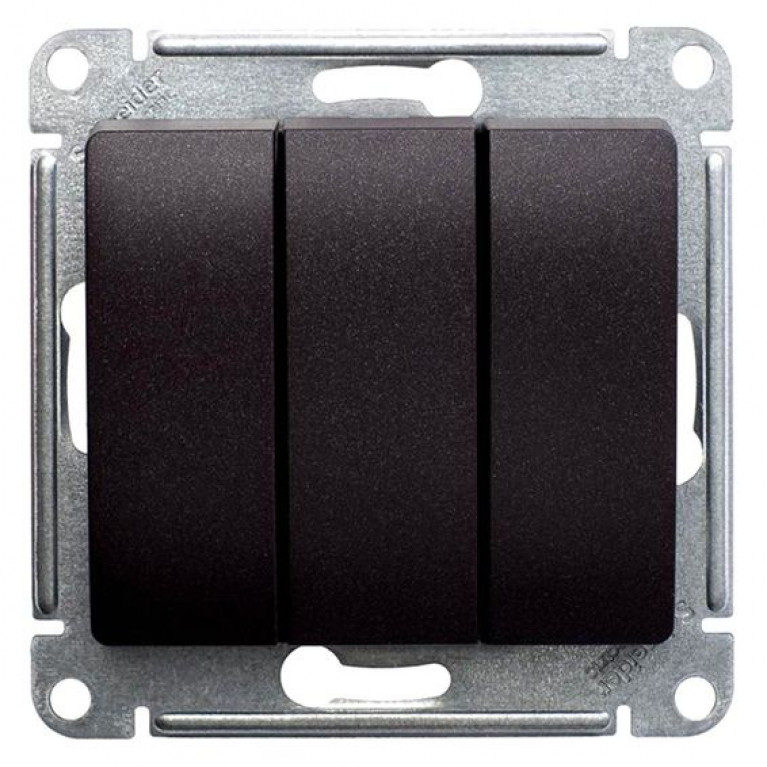 Выключатель 3-клавишный Schneider Electric GLOSSA, скрытый монтаж, шоколад, GSL000831