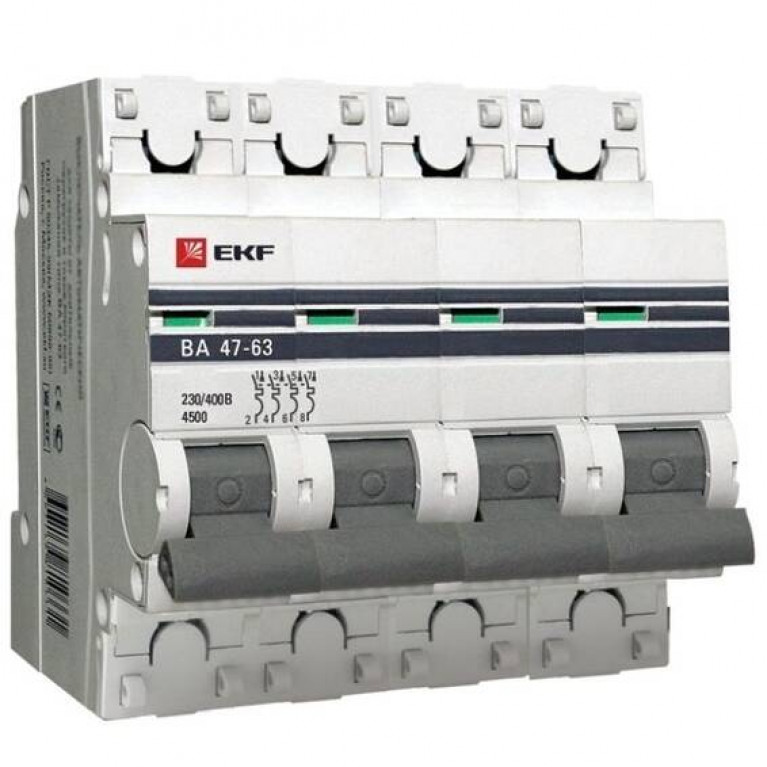 Автоматический выключатель EKF PROxima 4P 10А (D) 4.5кА, mcb4763-4-10D-pro