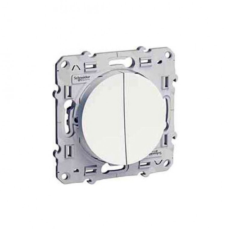 Переключатель 2-клавишный Schneider Electric ODACE, скрытый монтаж, глянцевый, S52R213