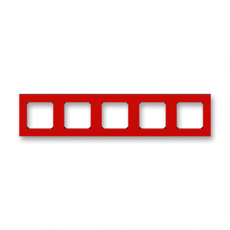 Рамка 5 постов ABB LEVIT, красный // дымчатый чёрный, 2CHH015050A6065