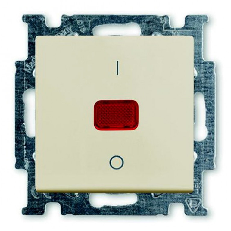 Выключатель 1-клавишный двухполюсный ABB BASIC55, с подсветкой, скрытый монтаж, chalet-white, 2CKA001020A0093